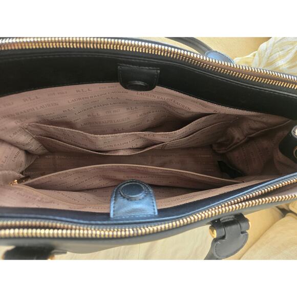 Large Ralph Lauren Lauren Newbury Black Leather Bag Tote Satchel - Picture 9 of 11